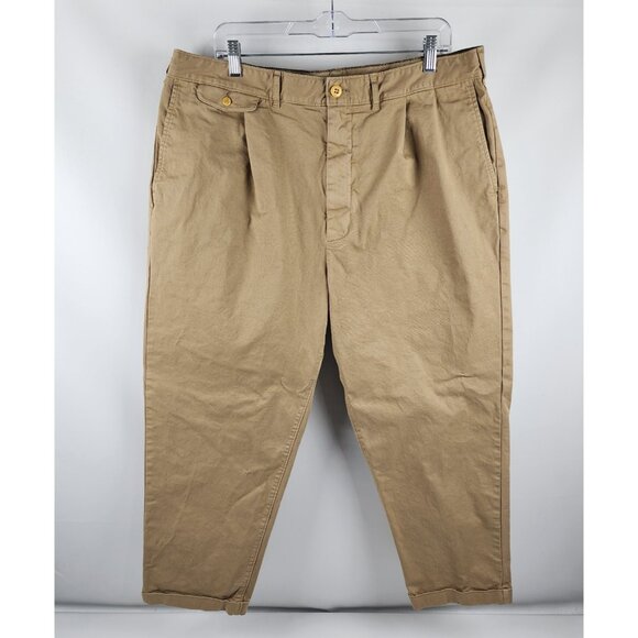 Alex Mill Pants Mens 38 Tan Chino Pleated Cuff Ankle (38x25)
